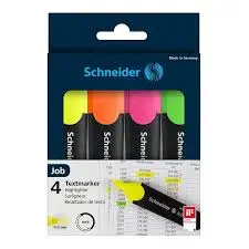 Pochette de 4 Marqueurs Fluo Schneider – Surligneurs Précis et Haute Qualité