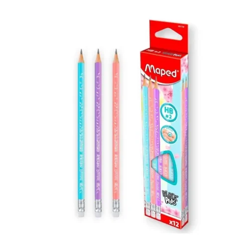 crayon HB MAPED noir avec gomme écriture précise effaçable