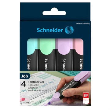 Pochette de 4 Marqueurs Fluo Pastel Schneider – Couleurs Douces et Élégantes