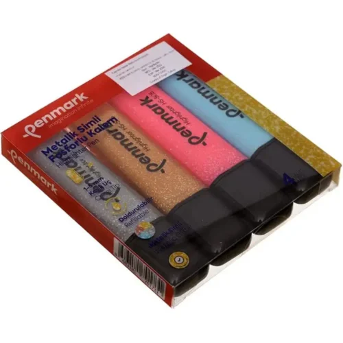 pochette 4 marqueurs fluo PENMARK Glitter couleurs vives