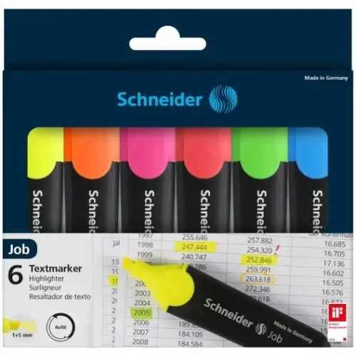 Pochette de 6 Marqueurs Fluo Schneider – Surlignage Précis et Durable