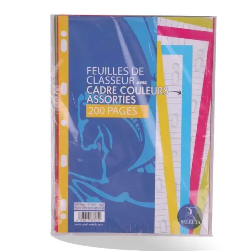 Recharge classeur quadrillée SELECTA 200 pages colorées