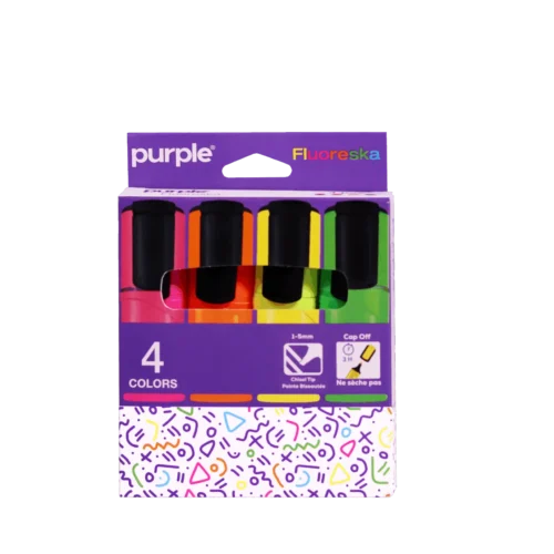 Étui de 4 surligneurs FLUORESKA pour notes et documents colorés