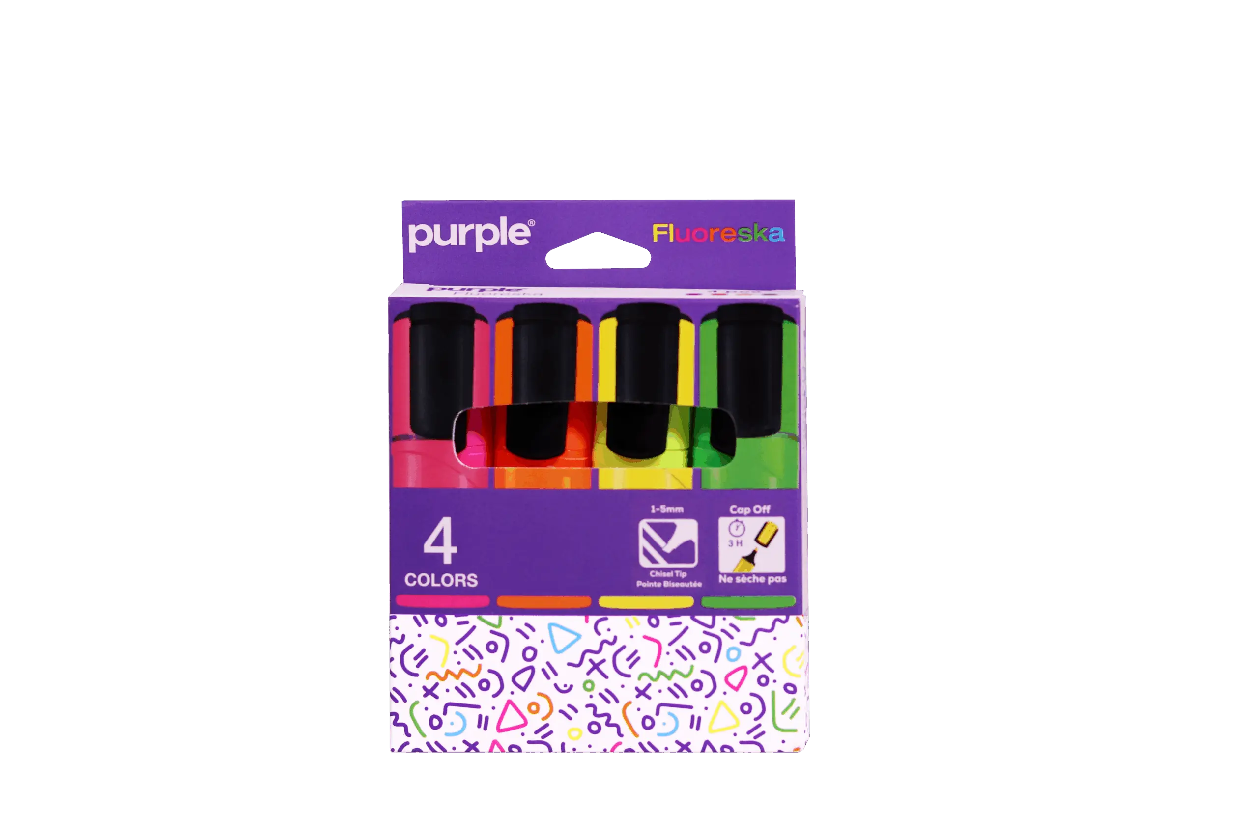 Étui de 4 surligneurs FLUORESKA pour notes et documents colorés