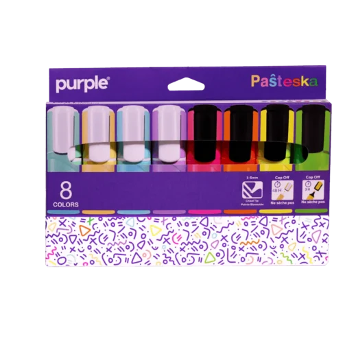 Étui de 8 surligneurs PASTESKA pour notes et documents colorés
