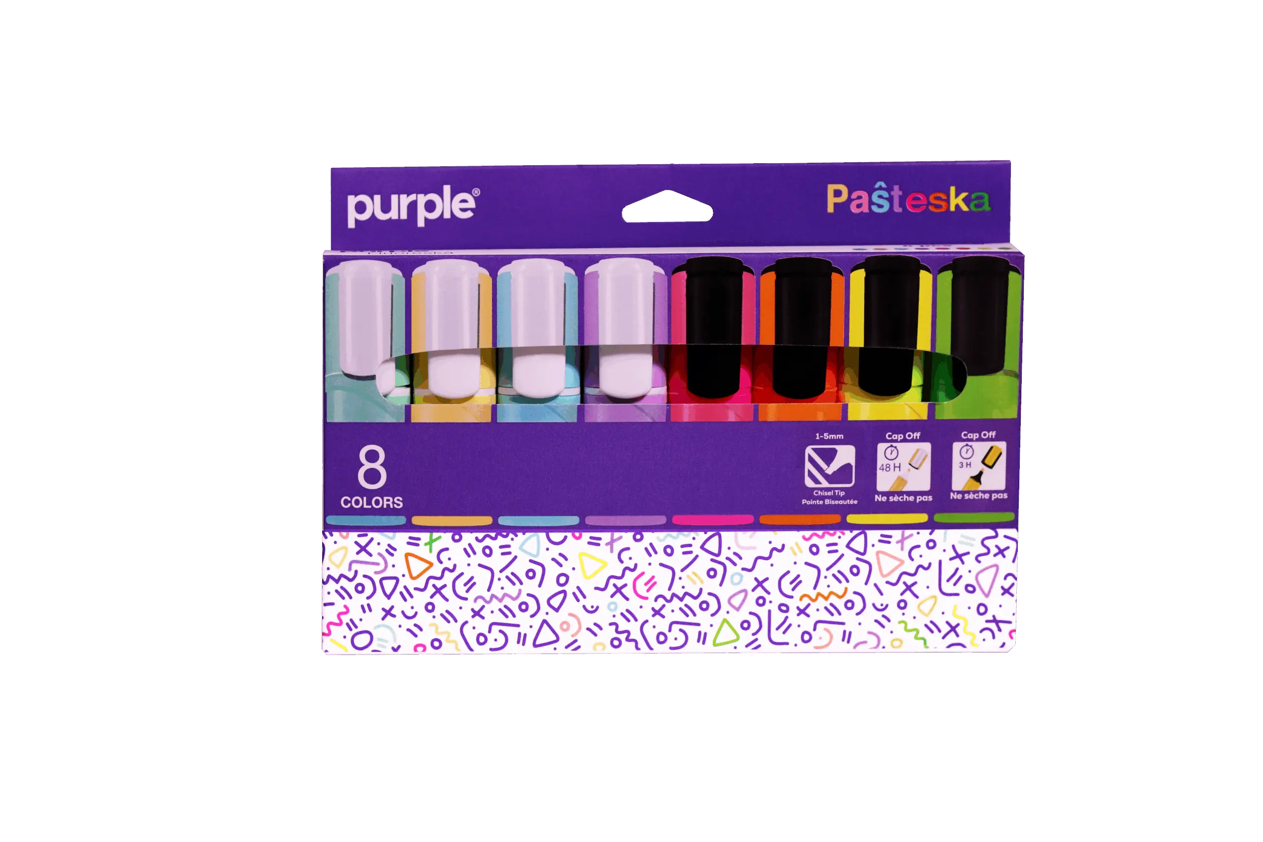 Étui de 8 surligneurs PASTESKA pour notes et documents colorés