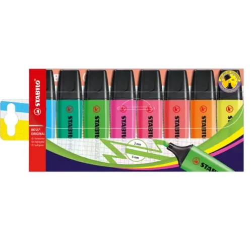 Pack de 8 surligneurs 8 couleurs STABILO BOSS