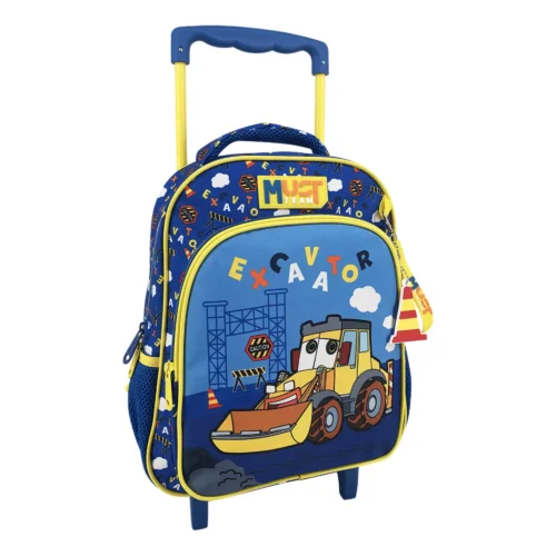 Cartable à roulettes enfant MUST Team - Excavator - Bleu