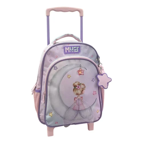 Cartable à roulettes enfant MUST Team - Fée sur la Lune - Lilas