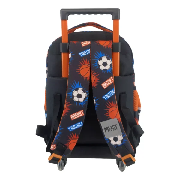 Cartable à roulettes enfant MUST Team - Game Night Football vs Basket - Bleu et orange – Image 2