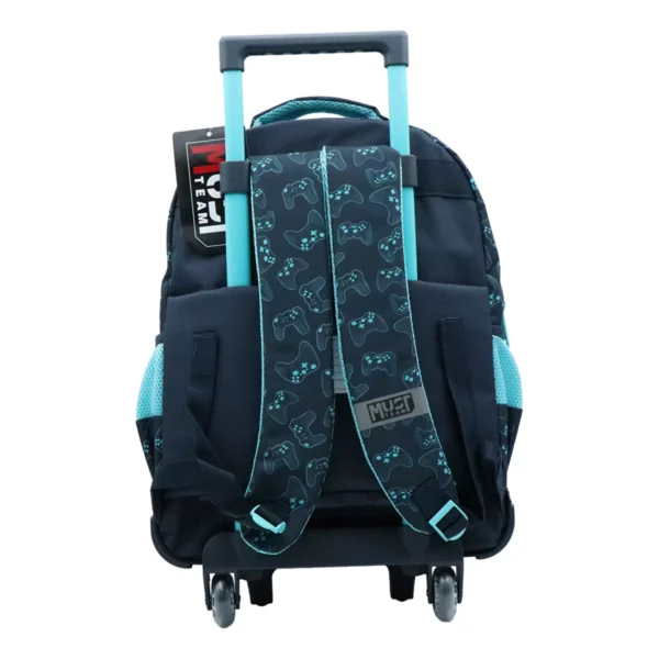 Cartable à roulettes enfant MUST Team - Game On Gaming - Noir et turquoise – Image 2