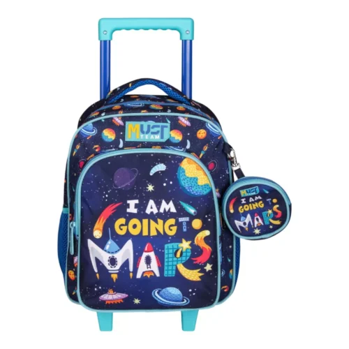 Cartable à roulettes enfant MUST Team - Going to Mars - Bleu marine