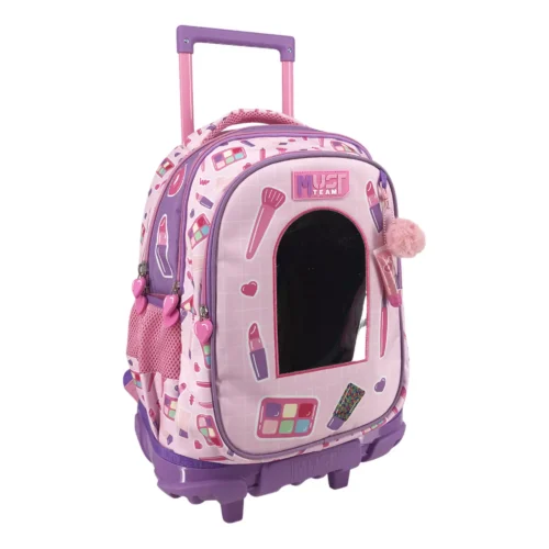 Cartable à roulettes enfant MUST Team - Make Up - Rose et violet