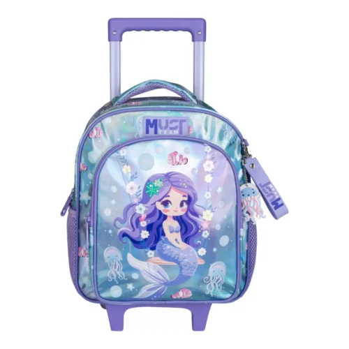 Cartable à roulettes enfant MUST Team - Sirène - Violet